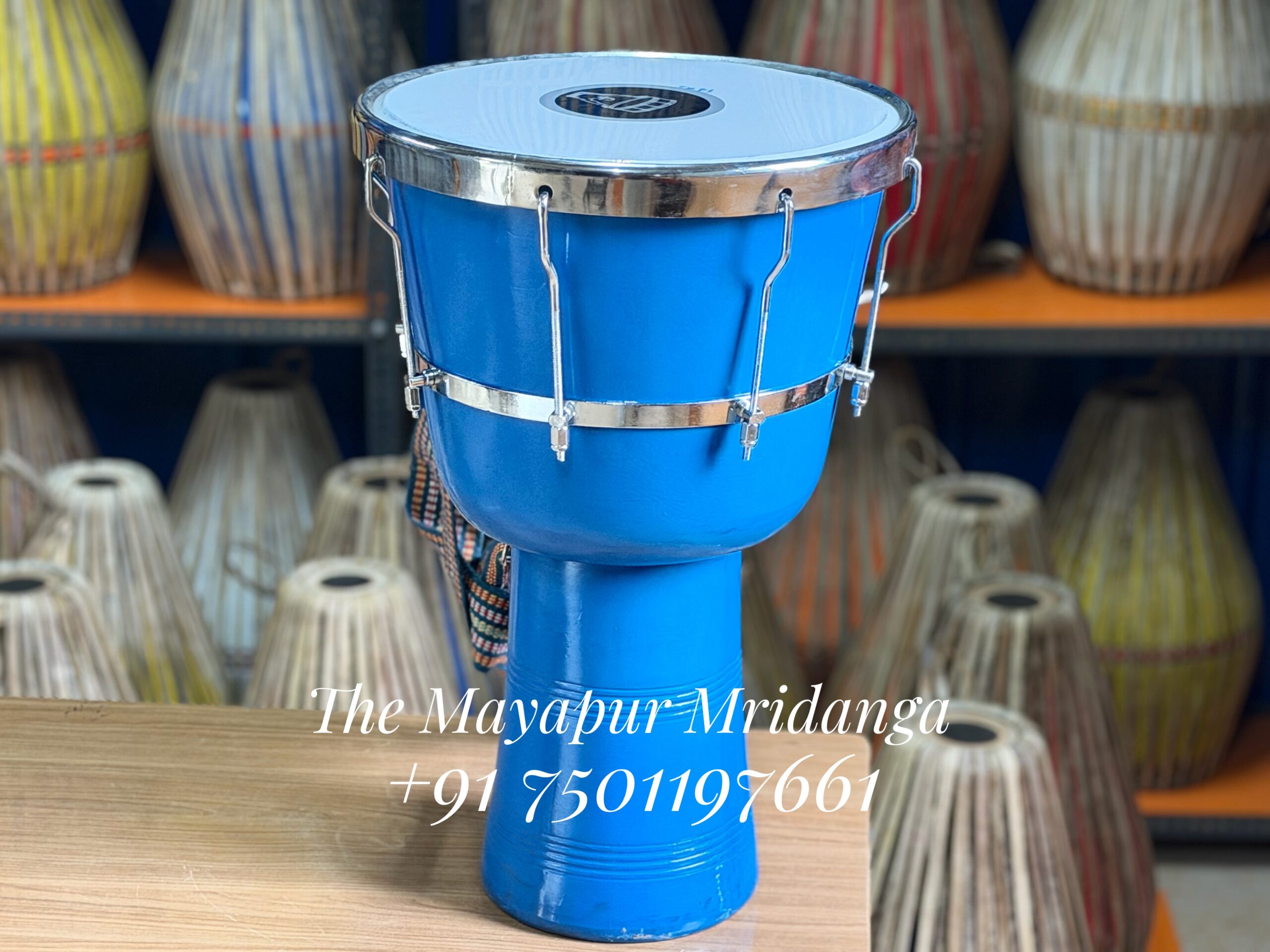 Djambe 12 inch blue color (4) 12 Inch Djembe Drum (Blue) - Image 1