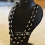 Pure Tulasi Mala with Metal Flower & Ball Accents – Premium Tulasi Beads